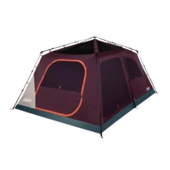 Coleman Skylodge™ 12-Person Instant Camping Tent, Blackberry -Coleman Shop 12P CbnInstntIntrnlScrnRm BB 1 FrontAngleRight FlyOff WindowsUp