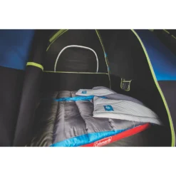 Coleman 4-Person Dark Room Sundome Tent -Coleman Shop 2000032253 coleman dark room tent 4p interior capacity with props green turquoise detail 1