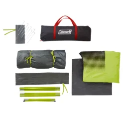 Coleman 4-Person Dark Room Sundome Tent -Coleman Shop 2000032253 coleman dark room tent 4p unassembled green turquoise high angle 1