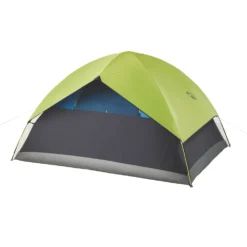 Coleman 4-Person Dark Room Sundome Tent -Coleman Shop 2000032253 coleman dark room tent 4p with rain fly green turquoise from behind right angle 1