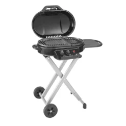 Coleman RoadTrip® 225 Portable Stand-Up Propane Grill -Coleman Shop 2000033048 225 Stand Up Coleman Black Angle Grill Open20copy