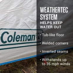 Coleman 4-Person Cabin Tent With Enclosed Weatherproof Screened Porch, Evergreen -Coleman Shop 2000035607 Congaree ATF 3 1 3