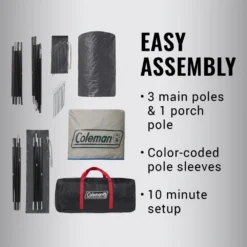 Coleman 4-Person Cabin Tent With Enclosed Weatherproof Screened Porch, Evergreen -Coleman Shop 2000035607 Congaree ATF 6 1 2