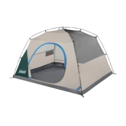 Coleman Skydome™ 6-Person Camping Tent With Full-Fly Vestibule, Evergreen -Coleman Shop 6P DmVstblFllFly Evrgrn 3 FrontAngle FlyOff DoorOpen