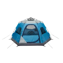Coleman® Camp Burst™ 4-Person Camping Tent -Coleman Shop CAMP BURST TENT SCUBA BLUE C001 2176558 Straight20Angle Fly20Off Windows20Open v3 1