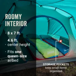 Coleman Skydome™ 4-Person Camping Tent With Full-Fly Vestibule, Evergreen -Coleman Shop Coleman 2000037516 Skydome FullFlyVest 4P ATF6